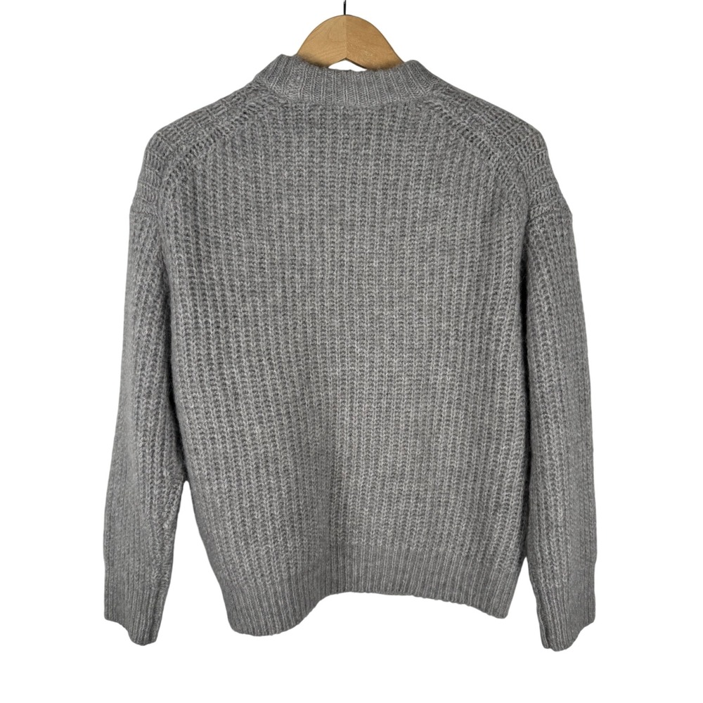 Zara Chunky Shaker Knit Crew Neck Sweater Womens M Grey Ribbed Relaxed Fit - Picture 6 of 6